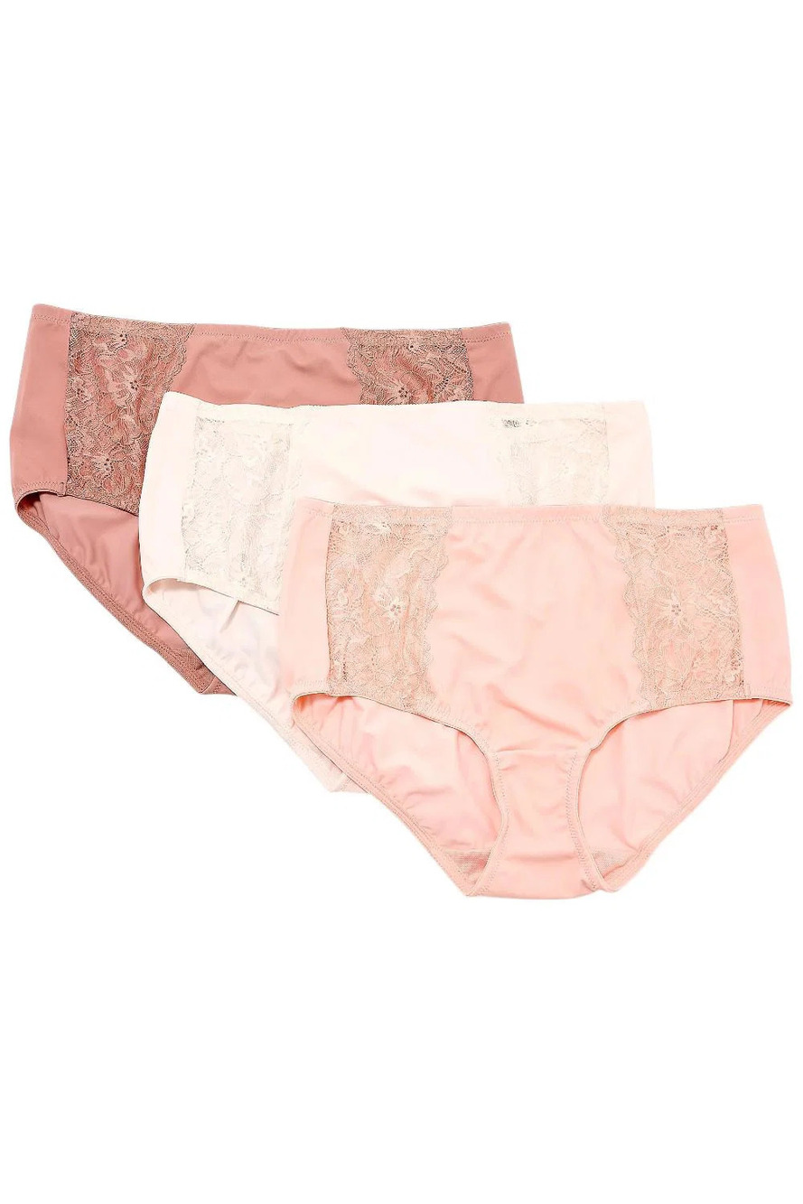 Breezies Women`s 3-Pack Soft Support Lace Brief Panty Tonal - Regular